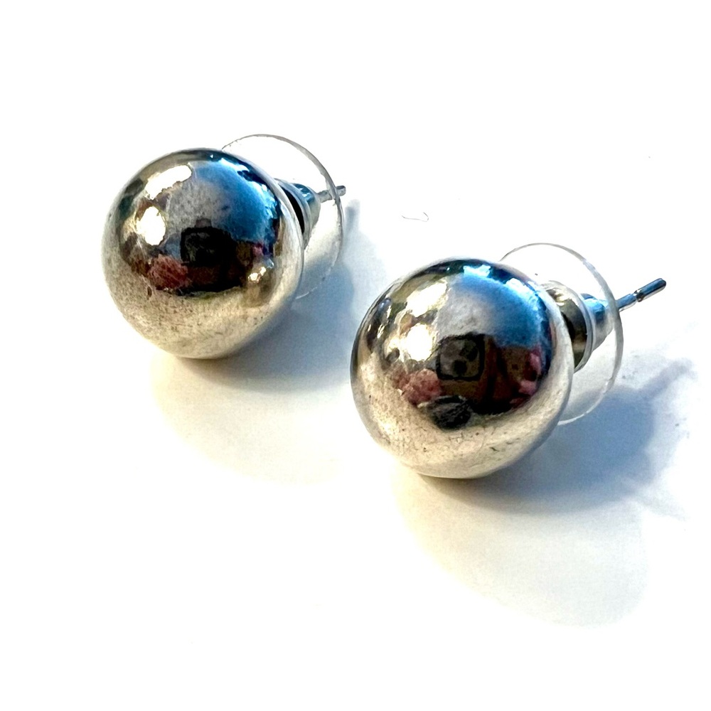 Silver Ball Stud Earrings